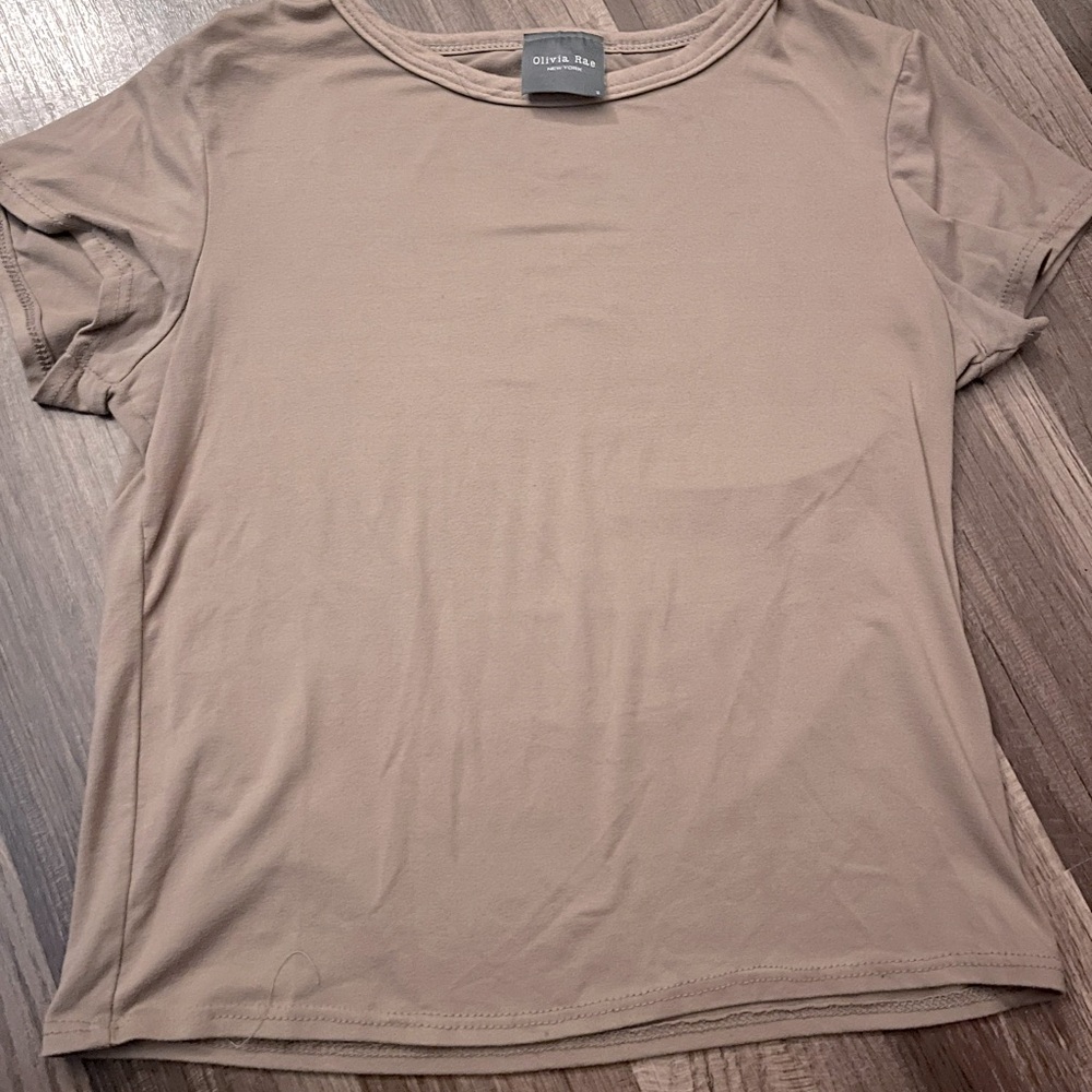 Olivia Rae Beige Short Sleeve crop tee